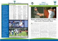 Share Lead at Panasonic Open DAILY NEWSLETTER