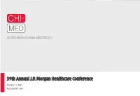 39Th Annual J.P. Morgan Healthcare Conference January 11, 2021 Nasdaq/AIM: HCM Safe Harbor Statement & Disclaimer