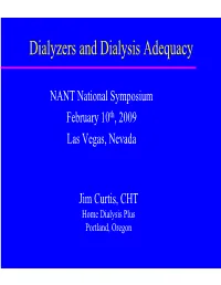 Dialyzers and Dialysis Adequacy