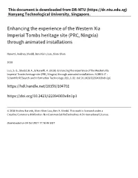 Enhancing the Experience of the Western Xia Imperial Tombs Heritage Site (PRC, Ningxia) Through Animated Installations