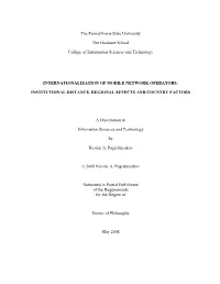 Internationalization of Mobile Network Operators
