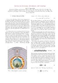 Lectures on Astronomy, Astrophysics, and Cosmology