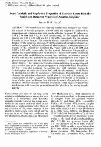 Some Catalytic and Regulatory Properties of Pyruvate Kinase from the Spadix and Retractor Muscles of Nautilus Pompilius1
