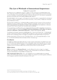The List of Wetlands of International Importance