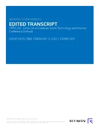 TRANSCRIPT CRTO.OQ - Criteo SA at Goldman Sachs Technology and Internet Conference (Virtual)