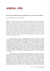 1 the Work of an Invisible Body: the Contribution of Foley Artists to On