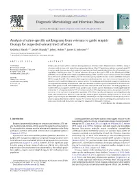 Analysis of Urine-Specific Antibiograms from Veterans to Guide Empiric