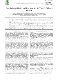 Correlation of Hba1c and Fructosamine in Type II Diabetes Mellitus