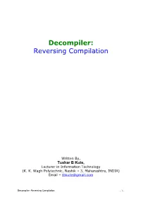 Decompiler: Reversing Compilation