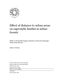 Effect of Distance to Urban Areas on Saproxylic Beetles in Urban Forests