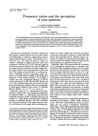 Frequency Ratios and the Perception of Tone Patterns