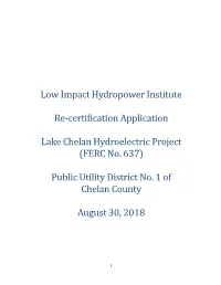 Low Impact Hydropower Institute Re-Certification Application Lake