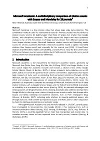 Microsoft Academic: a Multidisciplinary Comparison of Citation Counts with Scopus and Mendeley for 29 Journals 1 Introduction