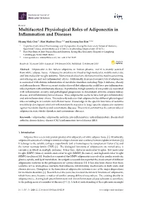 Multifaceted Physiological Roles of Adiponectin in Inflammation And
