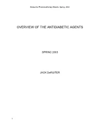 Overview of the Antidiabetic Agents