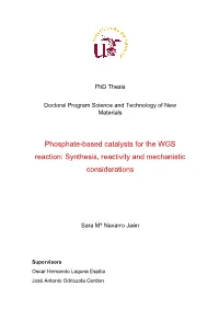 Phosphate-Based Catalysts for the WGS Reaction: Synthesis, Reactivity and Mechanistic Considerations