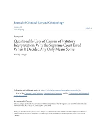 Questionable Uses of Canons of Statutory Interpretation: Why the Supreme Court Erred When It Decided Any Only Means Some Anthony L