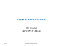 Report on HEPAP Activities