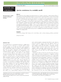 Species Coexistence in a Variable World