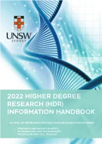 2022 Higher Degree Research (Hdr) Information Handbook