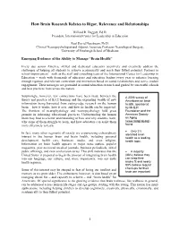 How Brain Research Relates to Rigor, Relevance and Relationships