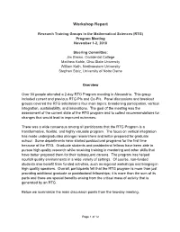 Research Training Groups (RTG) Program Meeting Report