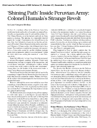 'Shining Path' Inside Peruvian Army: Colonel Humala's Strange Revolt