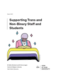 Supporting Trans and Non-Binary Staff and Students