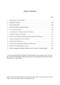 1 INDEX to REPORTS Page 1. Representative Church Body