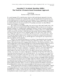 Assessing L2 Academic Speaking Ability: the Need for a Scenario-Based Assessment Approach