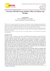 Currents of World Oceans and There Effect on Climate and Weather