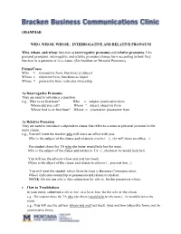 Download and Print Interrogative and Relative Pronouns