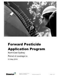 Forward Pesticide Application Program North East Sydney Period of Coverage To: 31 May 2016
