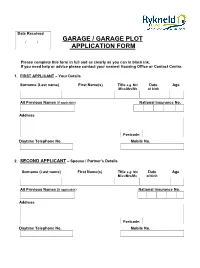 Garage Application Form
