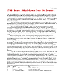 ITBP Team Skied Down from Mt Everest