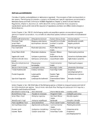 Nebraska Reptile and Amphibian Regulations