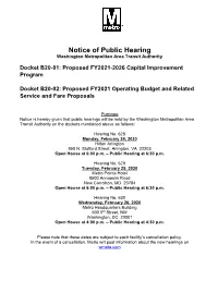 Notice of Metrobus Public Hearing