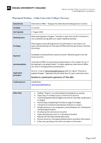 Placement Position - Volda University College (Norway)