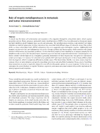 Role of Meprin Metalloproteases in Metastasis and Tumor Microenvironment