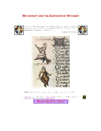 Witchcraft and the Suspicion of Witchery