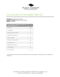 Gc/Ms Batch Number: Br0100