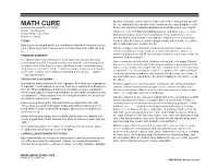 MATH CURE Ist, Etc., About Work They Do That Involves Math in Some Way