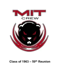 MIT CREW – Class of 1963 – 50Th Reunion