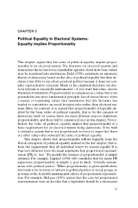 Political Equality in Electoral Systems: Equality Implies Proportionality