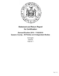 Statement and Return Report for Certification General Election 2010
