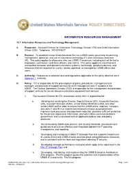 12.1 Information Resources and Technology Management