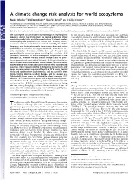 A Climate-Change Risk Analysis for World Ecosystems