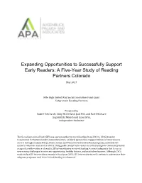 A Five-Year Study of Reading Partners Colorado