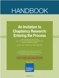 An Invitation to Chaplaincy Research: Entering the Process