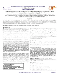 Preliminary Phytochemical Screening and GC-MS Profiling of Hiptage